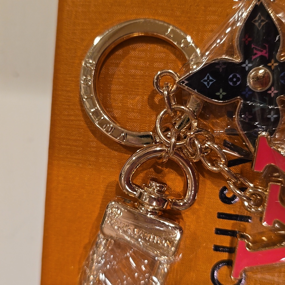 Luxury Pink/Black and Gold Keychain/Bag Charm Dustbag & Box Included - Picture 3 of 5